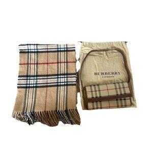 Burberry Beige and Black Check Scarf and Bag